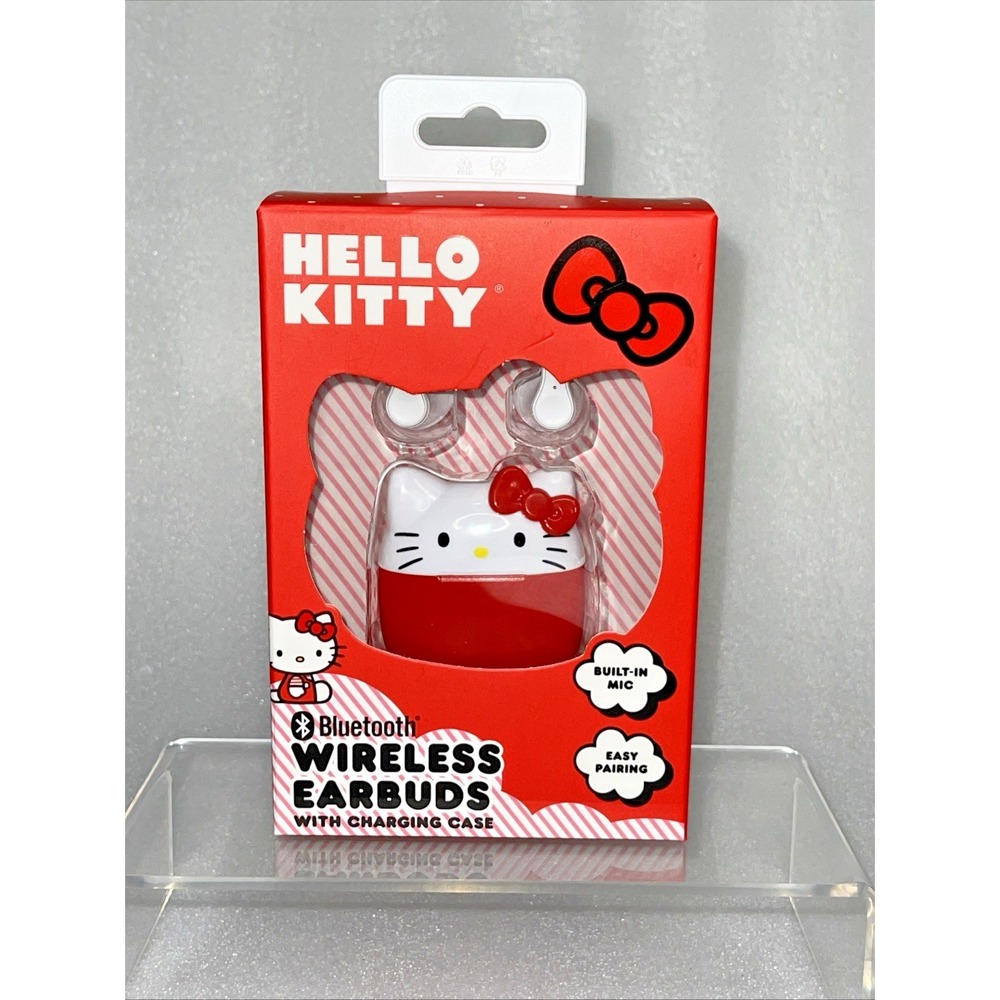 Hello Kitty Bluetooth Wireless Earbuds Built-in Mic with Charging Case NEW